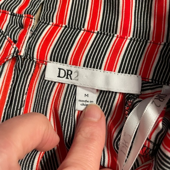 DR2 red black striped long sleeve retro button down shirt size medium - Picture 10 of 11